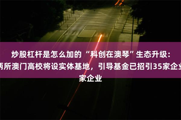 炒股杠杆是怎么加的 “科创在澳琴”生态升级：两所澳门高校将设实体基地，引导基金已招引35家企业